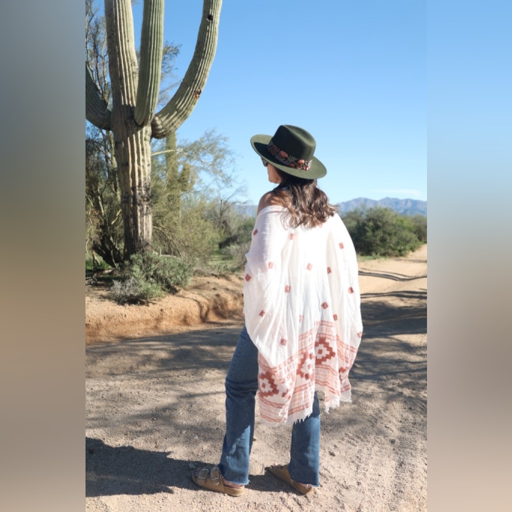 SOLD Green Wool Cowboy Hat – Western Felt Hat with Embroidered Cactus Band - Picture 5 of 9